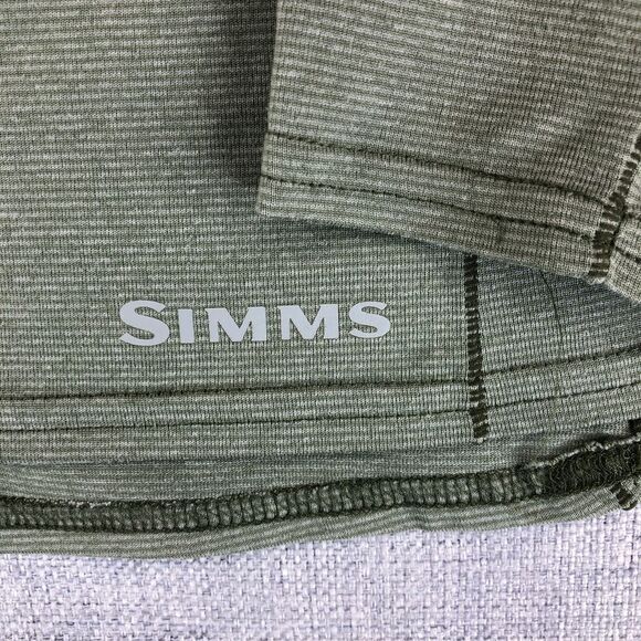 Simms Shirt Long Sleeve V‎ Neck Women's Small Green Mini Stripe Performance Fish - Picture 5 of 12